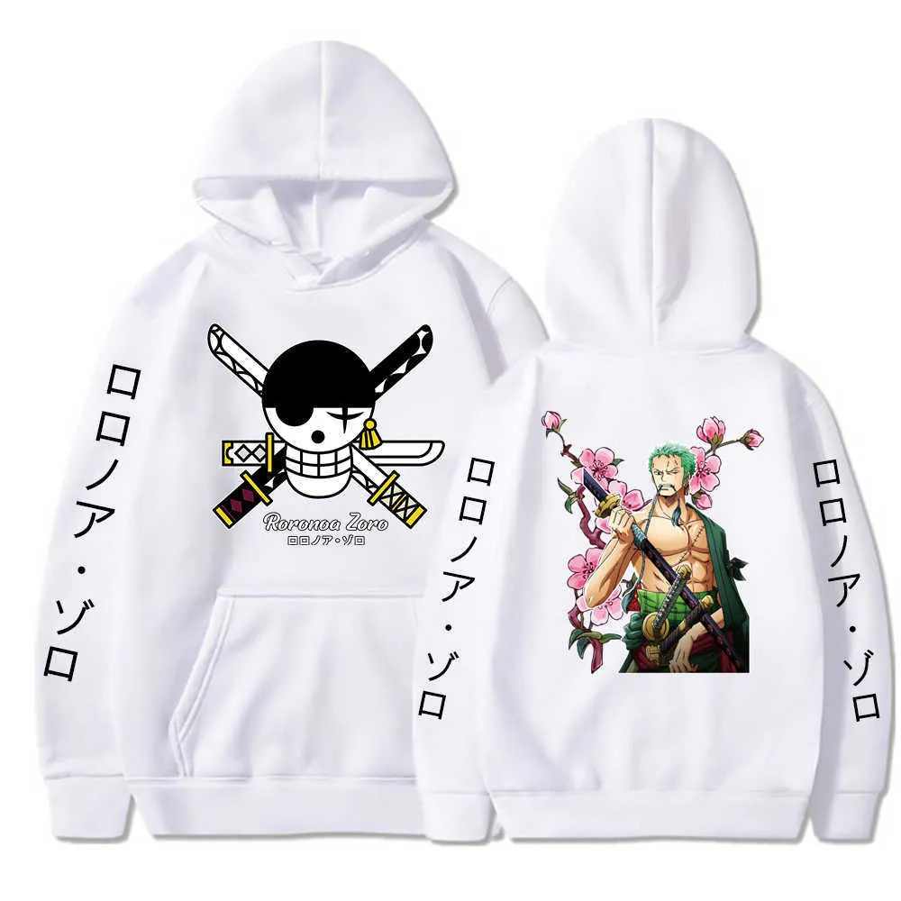 Rolig anime One Piece Hoodies Män Kvinnor Långärmad Sweatshirt Hoodie Toppar Kläder Harajuku Fashion H0910