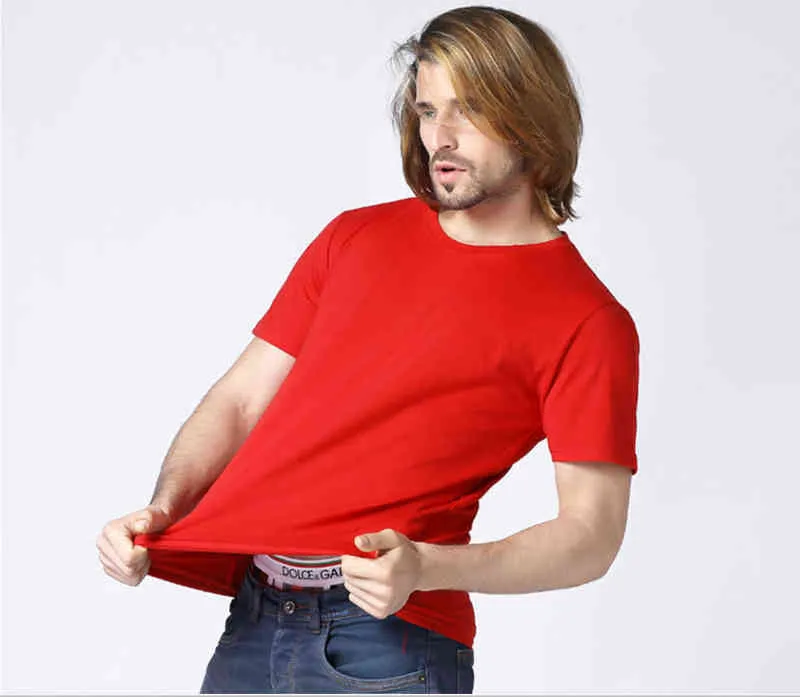 Летняя мужская футболка пустая футболка мода простая с короткими рукавами хлопчатобумажная лайкра цвет футболка в Корее G220223