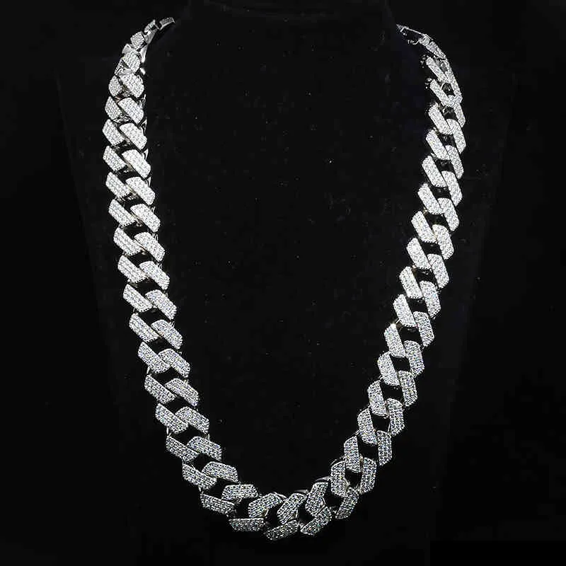 AEAW 18 дюймов из стерлингового серебра 925 пробы с ледяным муассанитом и бриллиантами в стиле хип-хоп, кубинская цепочка, ожерелье Майами, ювелирные изделия для мужчин, X050260L