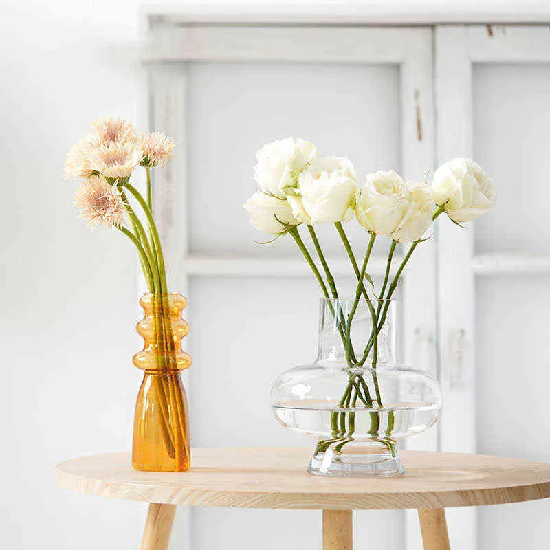 Style européen décoration de la maison Vase chambre Pot de fleur en verre Arrangement hydroponique conteneur mariage 211215