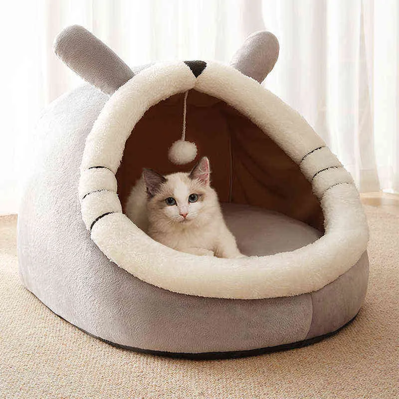 Полукрытый кошка кровать коврик зима теплый дом палатка мягкая собака корзина для маленького уютного котенка шезлонг подушки пещеры кроватей 2111111