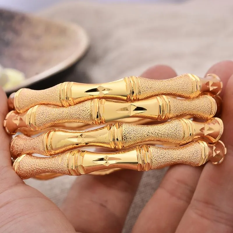 18-каратный браслет из эфиопского золота для женщин, Дубай, матовый бамбуковый свадебный браслет на удачу, африканские арабские украшения, Ближний Восток246b