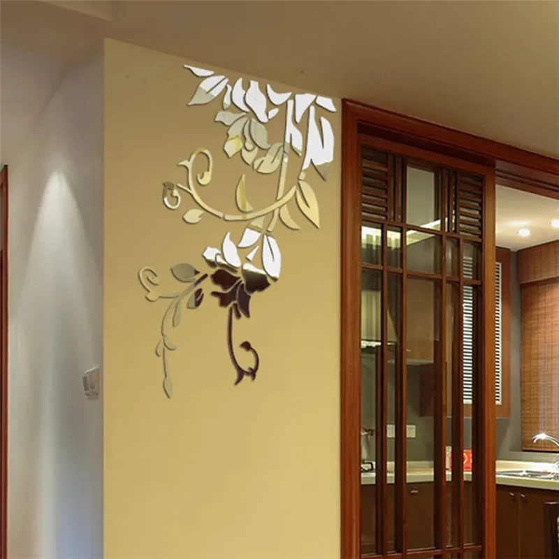 3D DIY acrílico Etiquetas de espelho para decoração de quarto decalques de parede de parede Decoração de quarto de sala 220217