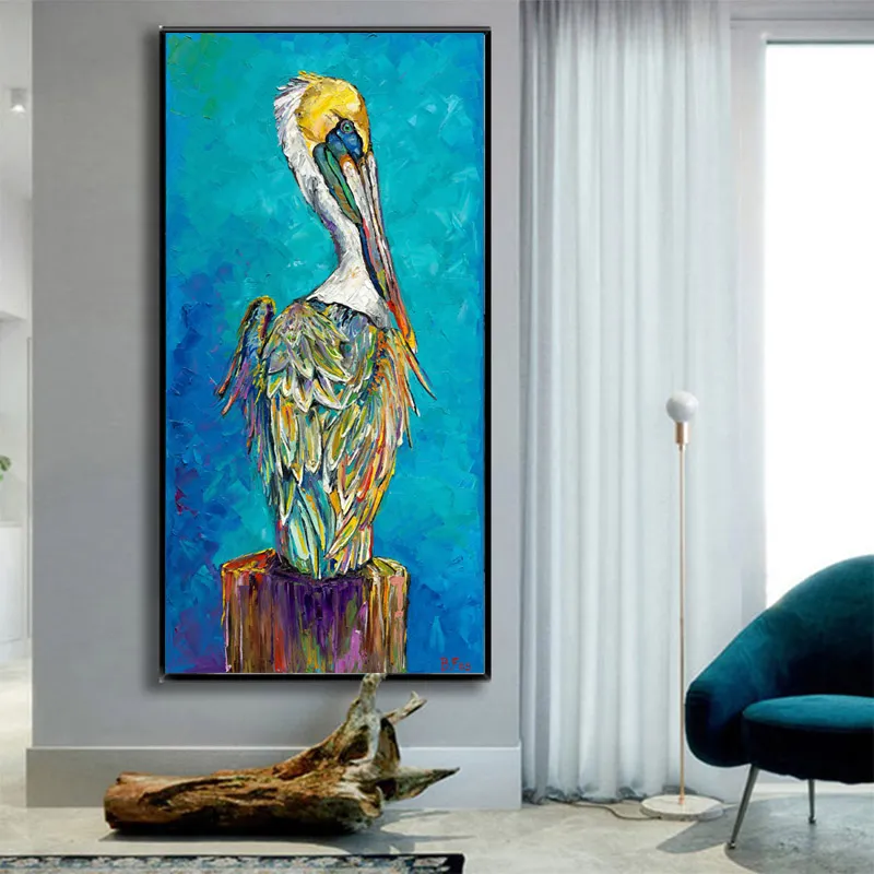 Peinture d'oiseaux d'art moderne imprimé sur toile.