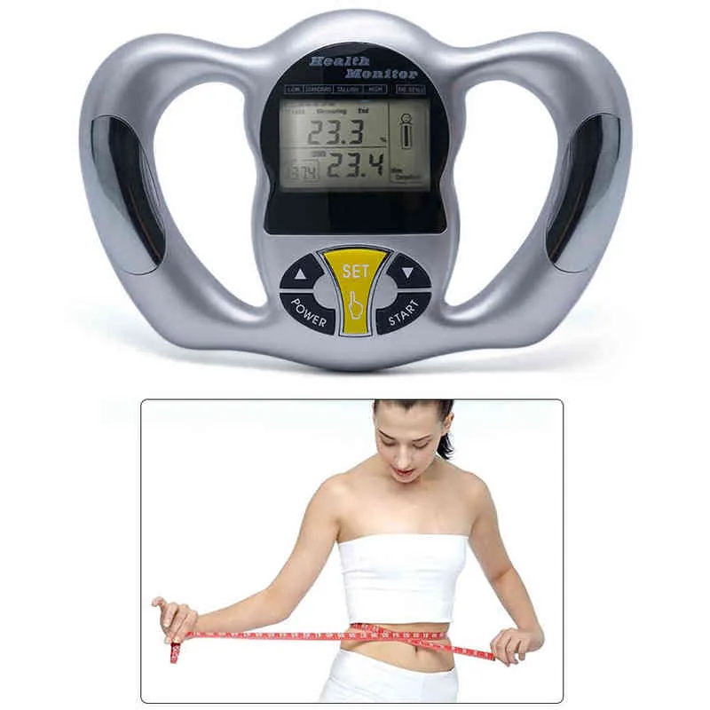 Digital LCD BMI Body Gordura Escala Handheld Peso Corporal Muscle Muscle Muscle Muscão Detecção Ferramenta H1229