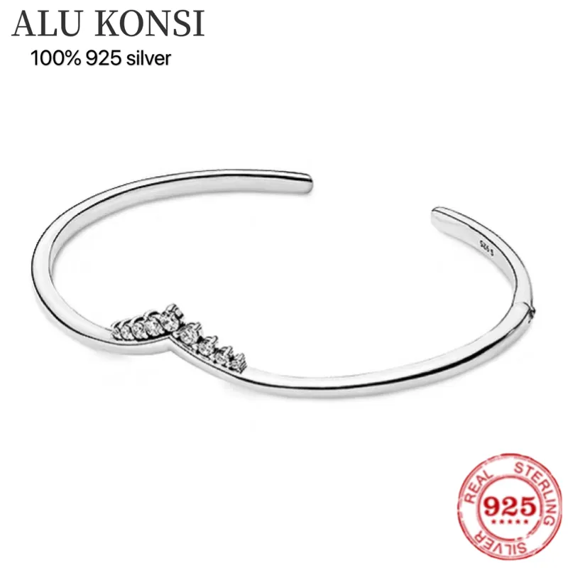 Luxo Real 925 Sterling Pan de Prata Pulseira para Mulheres Cadeiras Cadeia Chain Bangle Autêntico Charme Alta Qualidade Diy Jóias