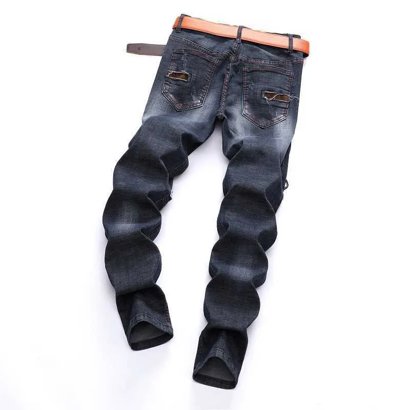 Rozmiar 42 Jeans Mężczyźni Talia Skinny Jeans 2020 Stretch Ripped Spodnie Streetwear Men Jeans X0621