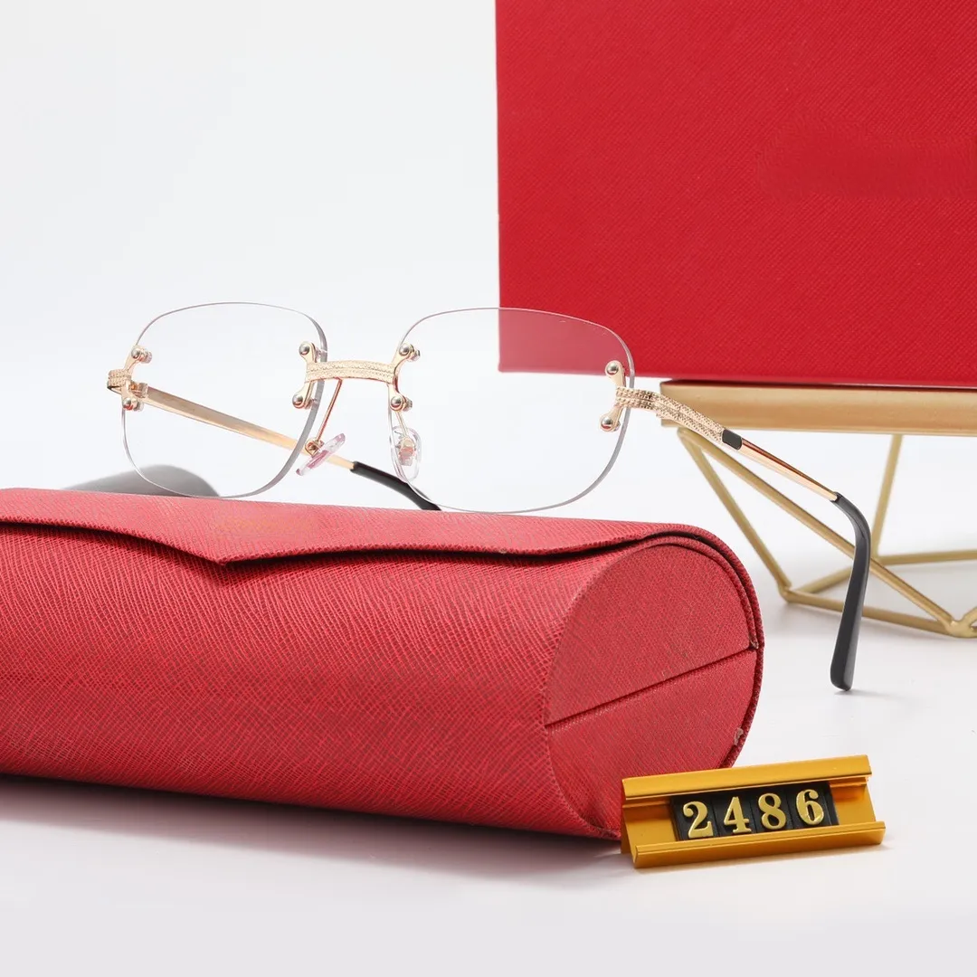 6 가지 색상 선글라스 디자이너 UV400 반짝이는 디자인 프레임리스 남성 여성 패션 allmatch 편광 햇볕 선 Box323T