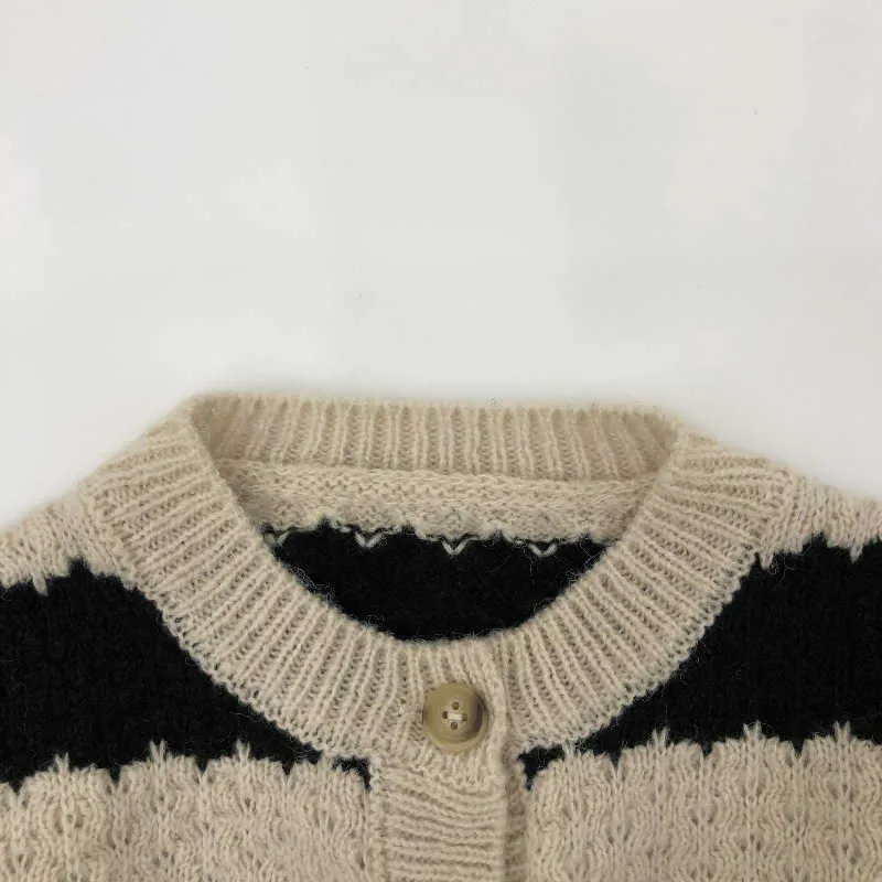 Höst New Black and White Striped Cardigan Sweater Cardigan Boys and Girls Cardigan Sweater Y1024