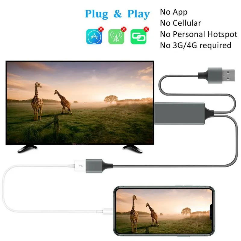 유니버설 HDTV 케이블 플러그 앤 플레이 TV 출력 어댑터 디지털 AV 1080P USB 2.0 TYPE C MICRO 5PIN 1M