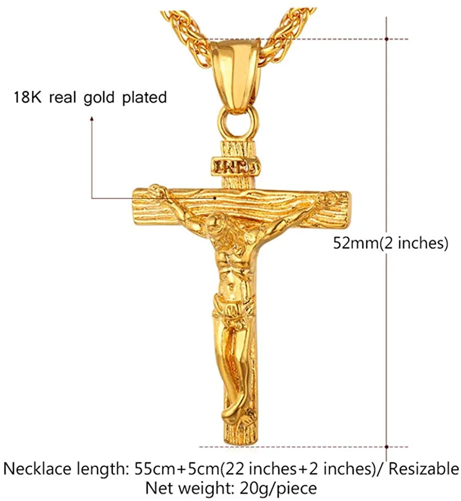 Erkekler Crucifix Zincir Vaftiz Takı ile Çapraz Kolye Paslanmaz Çelik/18K Altın Antik İsa Kolye YS31927909120