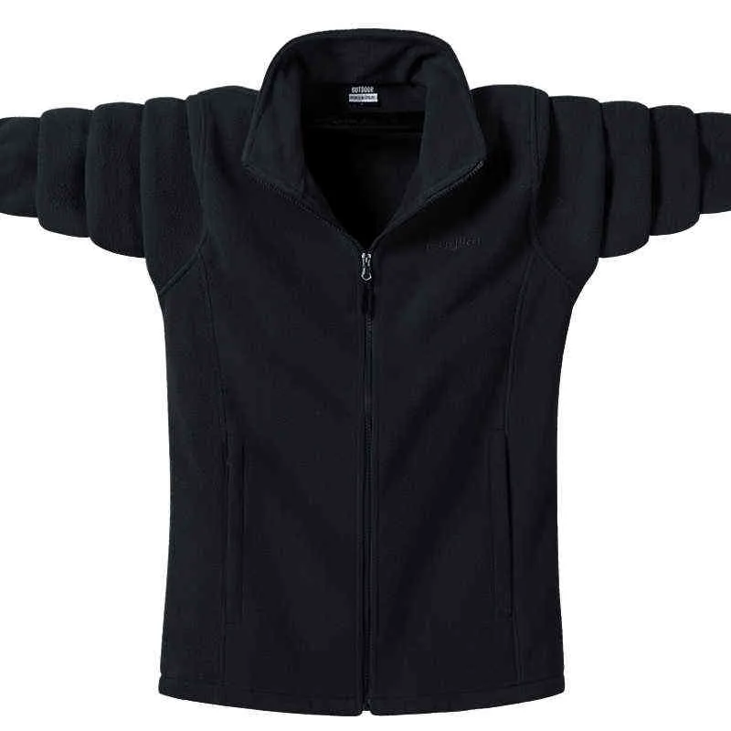 Hommes Automne et hiver Veste polaire Col montant Cardigan Sports Randonnée en plein air Camping chaud Lâche Agrandi 9XL 211110