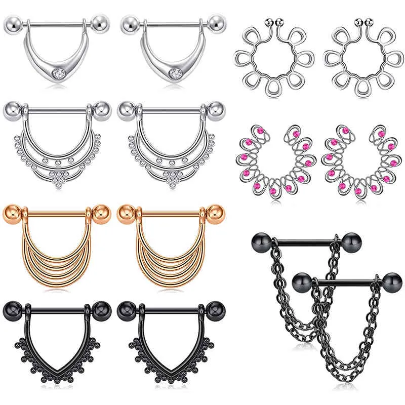 Barbell CZ en forme de cœur pour femmes filles anneau de langue piercing bijoux de corps mamelon bouclier anneaux ensemble