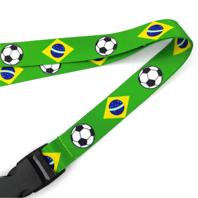 Brasil bandeira de futebol vintage 90 mulheres colhedor de pescoço cordão keychain cinta de telefone ID do crachá de crachá Chaveiro Chaveiro Cosplay