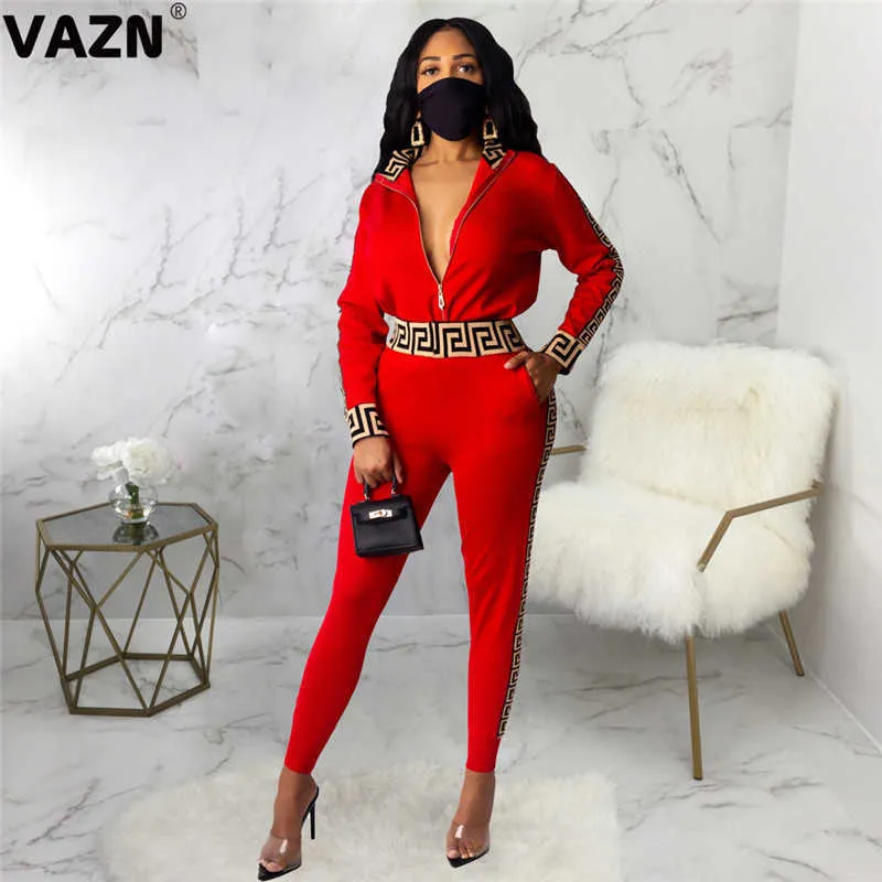 VAZN 2020 Hiver Daim Tenues Jeune Quotidien Régulier Haute Qualité Tissu À Manches Longues Pantalons Survêtements Slim Femmes 2 Pièces Se Y0625