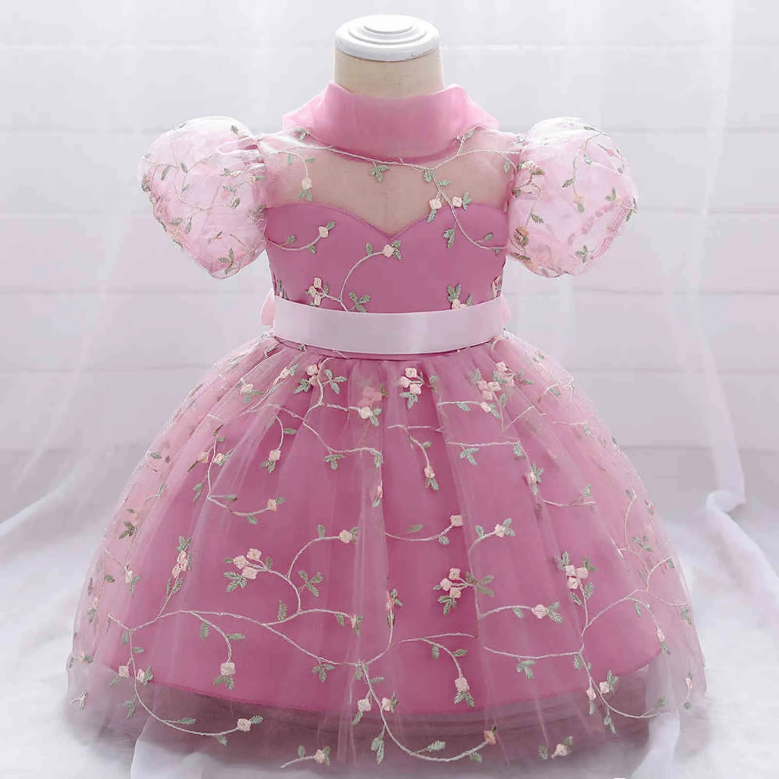 Infant Baby Girls Dress Flower Embroidery Princess Dresses For Baby first 1st Year Birthday Dress Costume Baby White Party Dress G1129