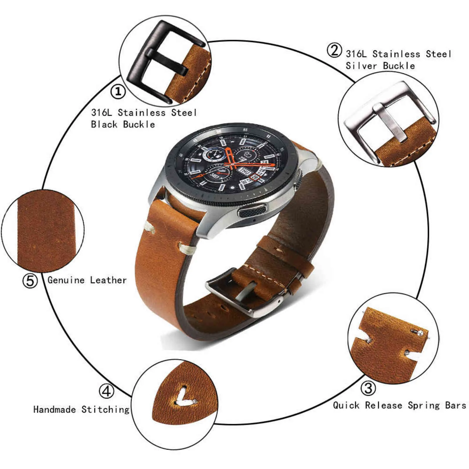 Skórzany pasek zegarkowy czarny ciemnobrązowy wosk o oleju skórzany pasek zegarek włoski 18 mm 20 mm 22 mm szybkie zwolnienie pasek zegarek ręcznie robiony H17579216