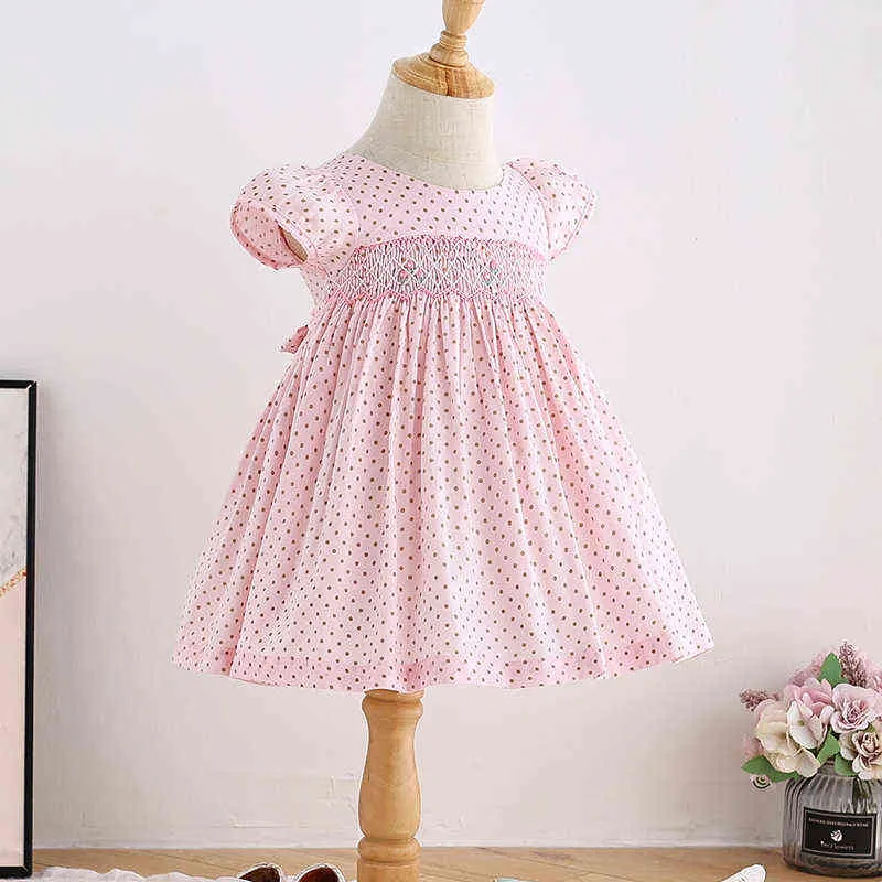 2021 Children Spanish Dresses Girls Hand Made Smocked Dress Baby Girl Smocking MZL069 G1218