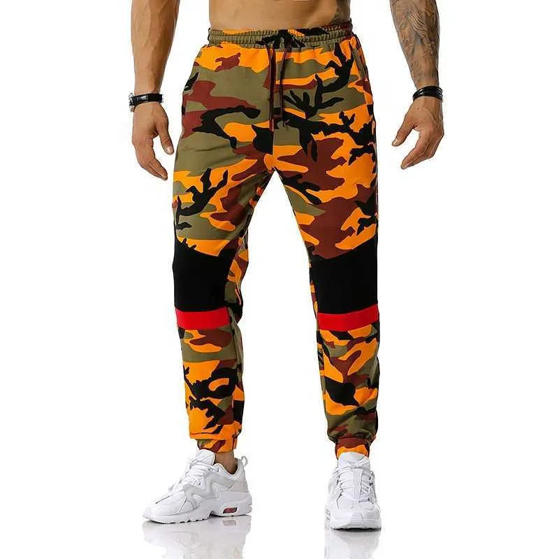Four seasons Men's outdoor sports casual pants brand fashion classic camouflage trousers Stretch color block long pants 210531