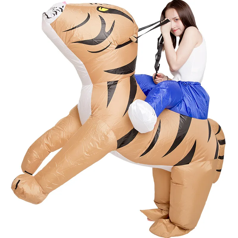 Costume de poupée à mascotte Adultes Funny Animal Mount Tigers Costumes gonflables Halloween Tenue Cartoon Party Mascot Play Play Dress Up Clothes