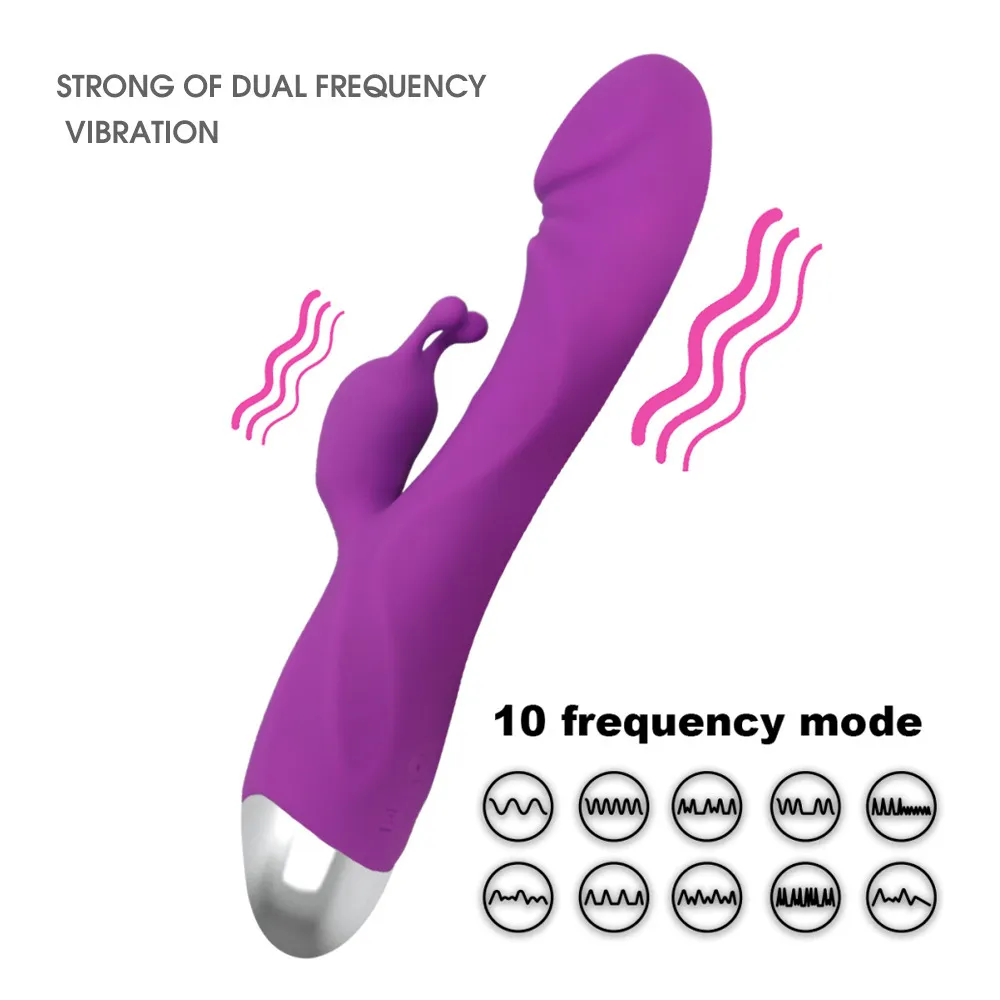 Vagina G-Punkt-Dildo, Kaninchen-Doppelvibrator für Frauen, Stimulation der Klitoris, vibrierender weiblicher Masturbator, Massagegerät für Erwachsene, 210618335j