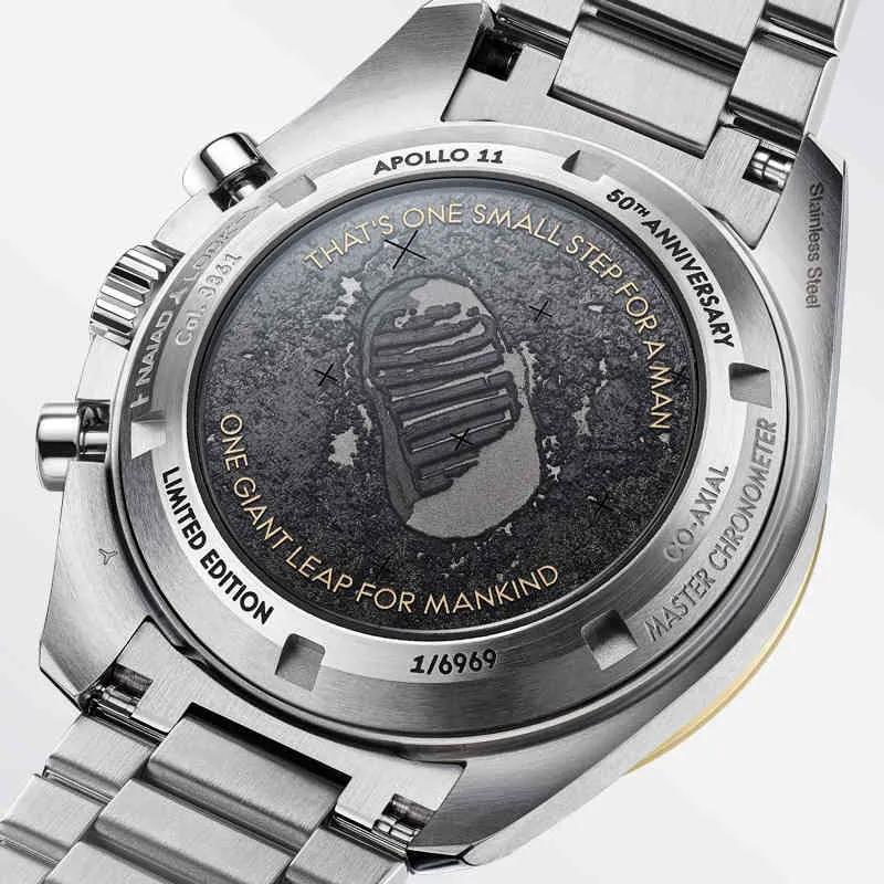 Topp märkes schweiziska klockor för män Apollo 11 50 -årsjubileum DEISGNER Watch Quartz Movement All Dial Work Moonshine Dial Speed ​​Montr277i