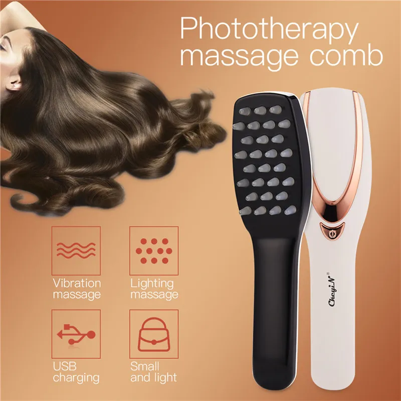 Peigne de Massage de tête de photothérapie par Vibration Usb, brosse à cheveux, masseur de cuir chevelu, soins du corps, soulagement des maux de tête, outil de Massage de la tête du cuir chevelu