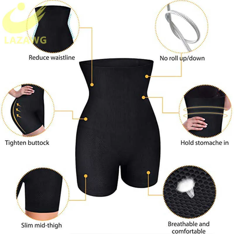 Lazawg ملابس داخلية للنساء البطن السيطرة بعقب رافع عالية اللباس الداخلي ضغط السراويل الخصر المدرب الجسم المشكل boyshorts