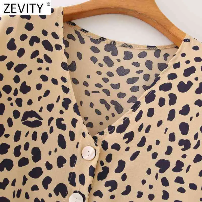 Frauen Vintage V-ausschnitt Leopard Print Hemd Kleid Chic Weibliche Schmetterling Hülse Casual Slim A-linie Vestido DS5089 210416