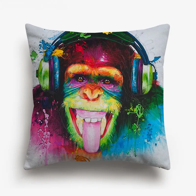 Hipster Chic Gorilla Monkey Cushion Covers Thinking Gorilla peinture art coussin couvre à chambre décoratif coussinet de lin décoratif 2473081