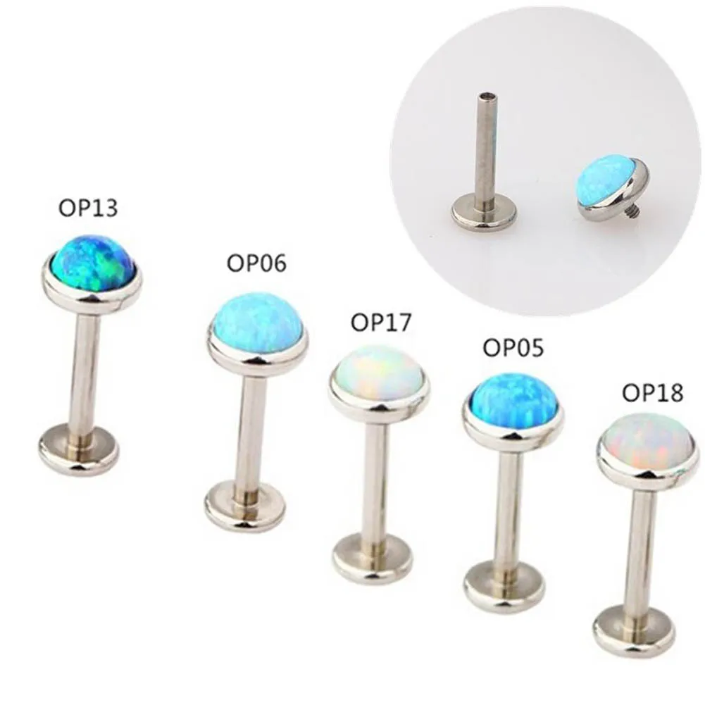 Opal Lip Bar Ring Internt gängad öron Tragus Lage Stud Piercing Body Smycken Lage Ear Piercing5211267