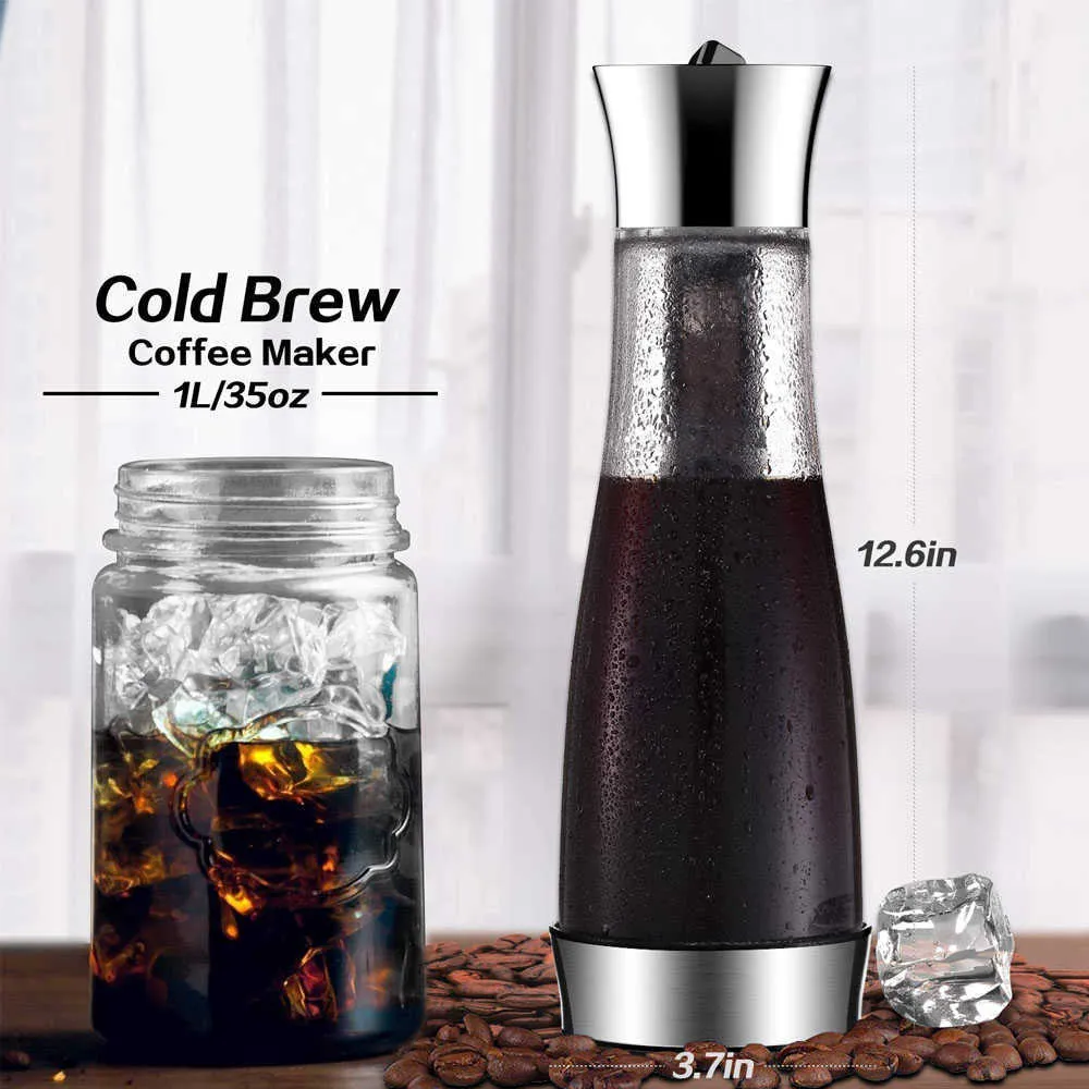 Moka infusion froide cafétéria filtre cafetière étanche verre épais infuseur à thé percolateur outil machine à expresso