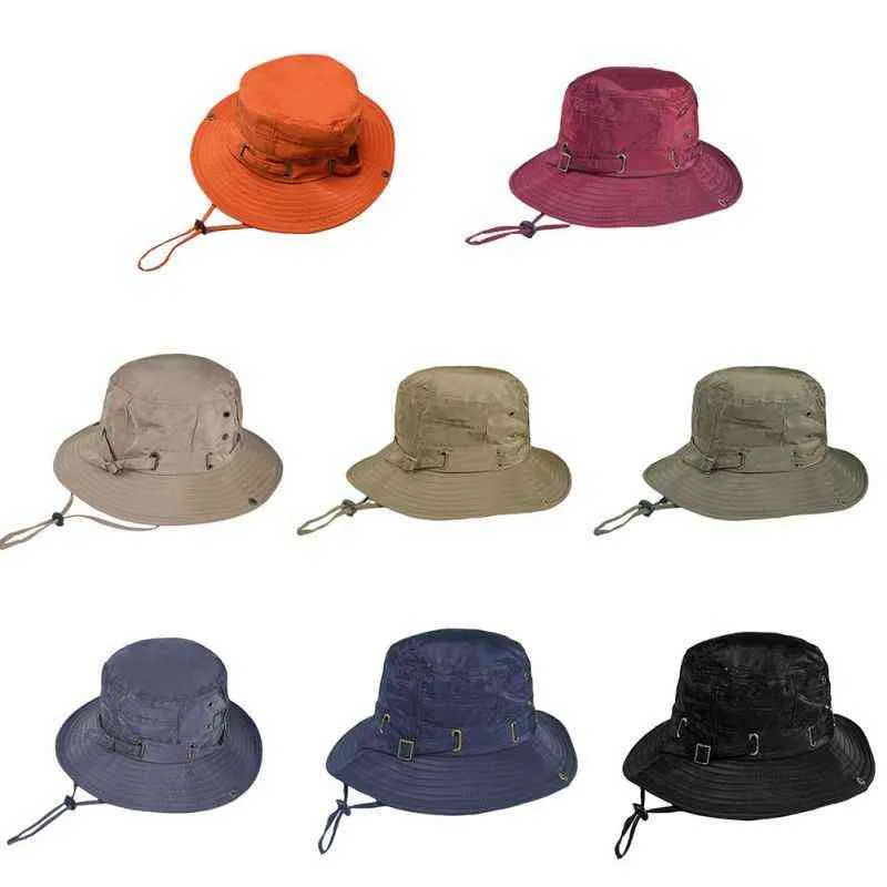 Breed Birth Brim Dames Outdoor Jacht Wandelen Reizen Emmer Cap Verstelbare Safari Boonie Ademend Camping Emmer Hoed G220301