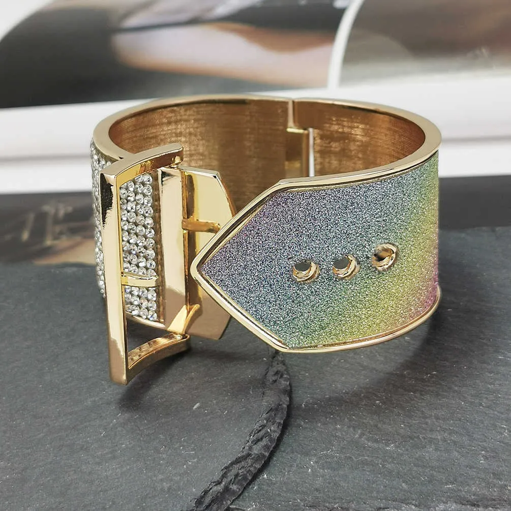 Manilai Kobiety Pas Design Regulowane Bransoletki Złoty Kolor Stop Cynkowy Dżetów Metal Charm Cuff Bangles Instrukcja Biżuteria Q0720