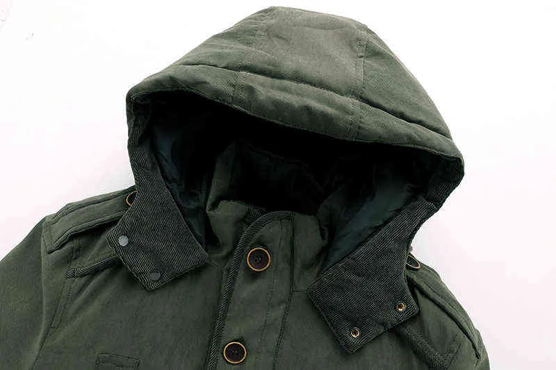 Winter Mäns Thinken Warm Jacket Fleece Hood Parkas Män Overcoat Lossa Casual Vindtät Parka Män Militär Jacka Coat 211206