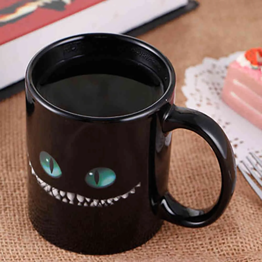 Cute Devil Cup Hot Reaction Coffee Cup 330ml Creative Color Changing Ceramic Magic Tea Milk Coffee Mug Funny Gift To Friends 210409