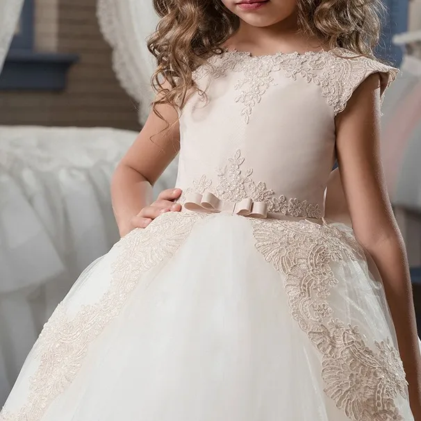 New Infant Toddler embroidery lace Flower Girl Dresses for Weddings and Party First holy Communion Dresses For Girls Elegant prom 2021