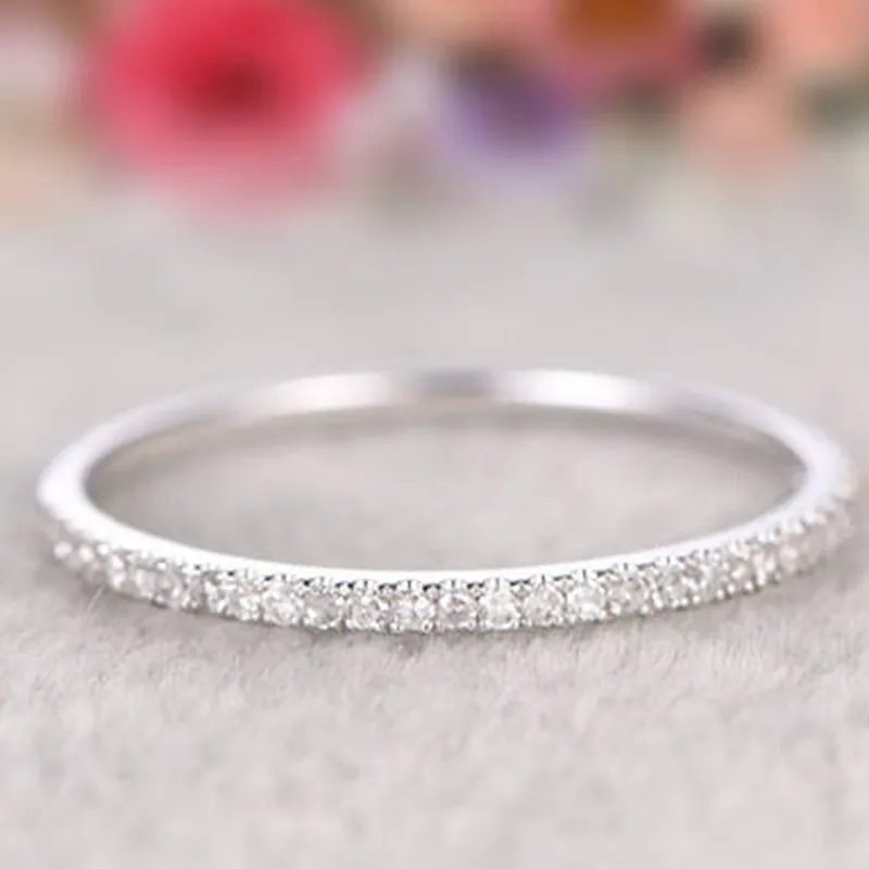 Super Thin Crystal Couple Wedding Ring Silver Rose Gold Engagement Rings Alloy Trendy Women Anillos Nice Girlfriend Gifts AR19261V