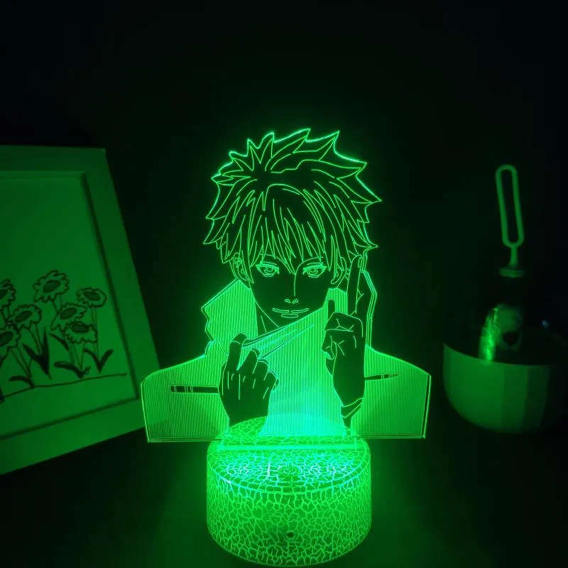 Nachtverlichting Jujutsu Kaisen Anime Figuur Gojo Satoru 3D LED Lampen RGB Neon USB Slaapkamer Tafel Bureau Decoratie Manga Verjaardagscadeau263L