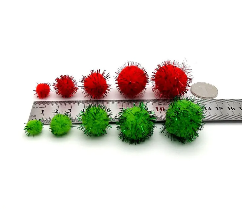 Glitter Tinsel Pom Poms Sparkle Balls for DIY Craft Party Decoration Cat Toys Multicolored Glitters Poms Multiple Sizes Available From 10MM