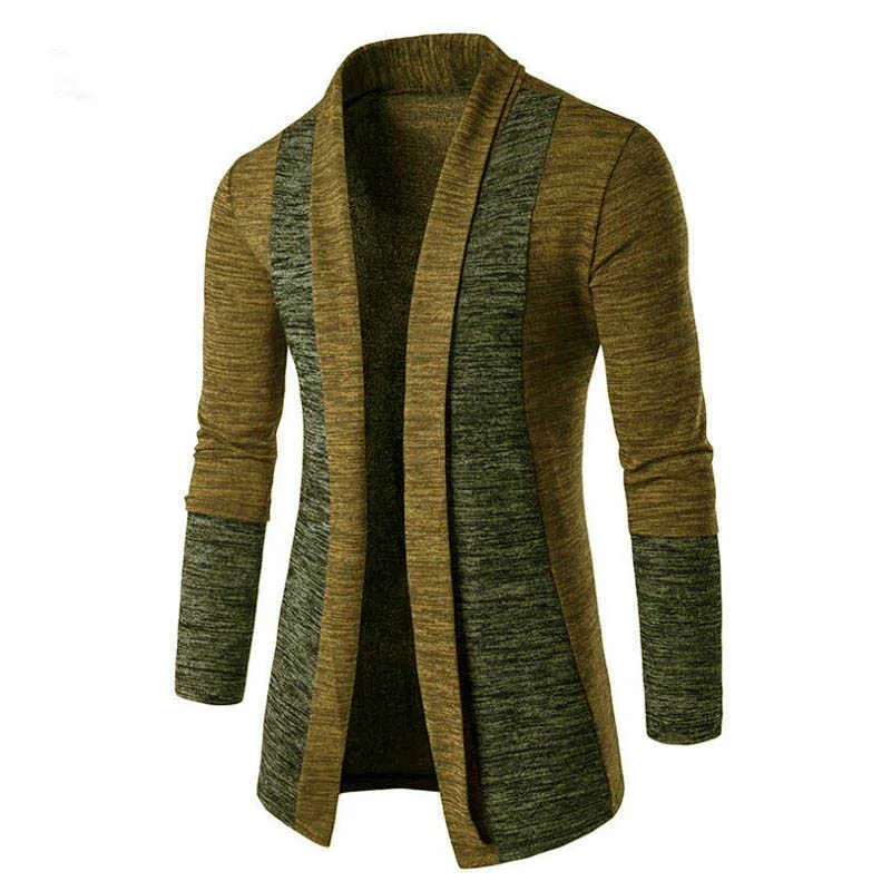 Spring herfst trui mannen lange mouw patchwork dunne gebreide vest hoogwaardige casual truien slanke gebreide kleding 210909