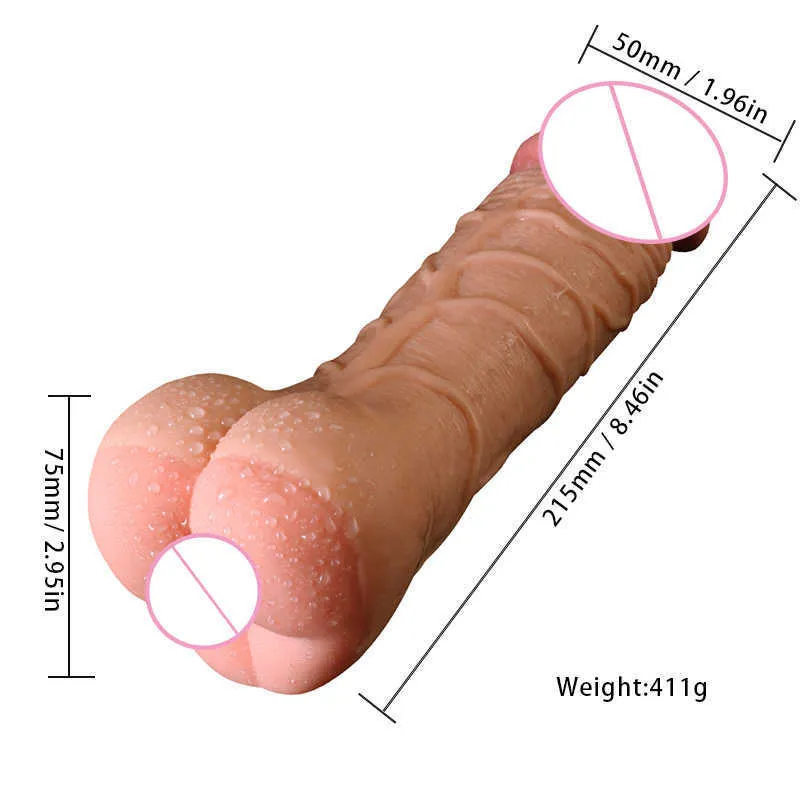 Realista grande vibrador vibrador enorme dildo masturbador para homens mulheres pele sentimento pênis real vagina flesh dildo brinquedos sexuais para casal 210618