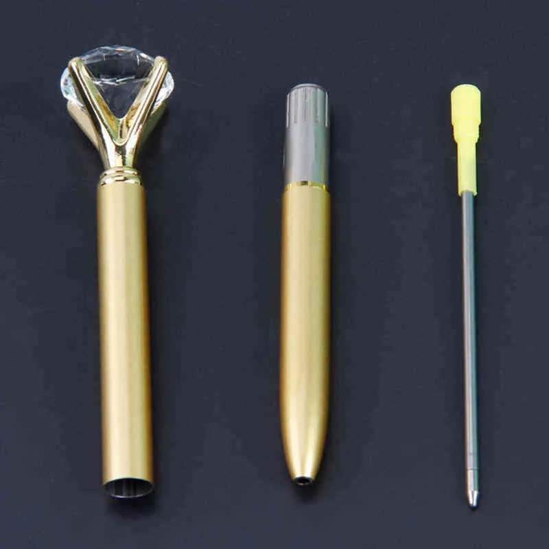 Crystal Glass Kawaii Ballpoint Pen Big Gem Ball Pens With Large Diamond Fashion School Office Supplies