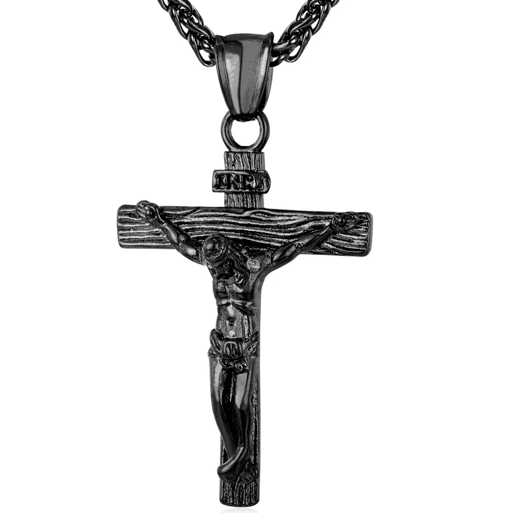 Erkekler Crucifix Zincir Vaftiz Takı ile Çapraz Kolye Paslanmaz Çelik/18K Altın Antik İsa Kolye YS31927909120