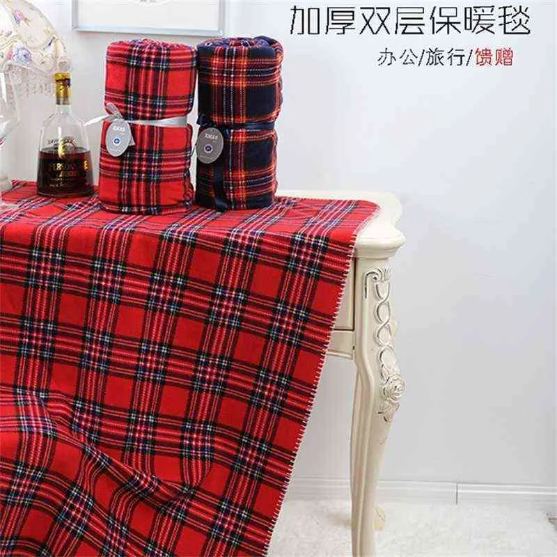 160X130cm thick thermal sofa throw blanket red scotch plaids couch decorative blanket soft coral fleece sherpa throw blanket 21112196y