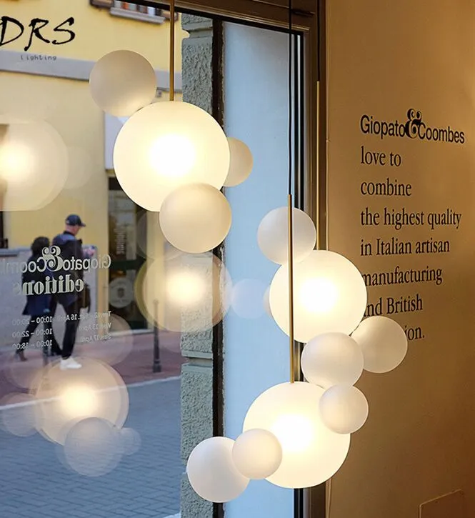 Lampe suspendue en forme de boule à bulles en verre postmoderne, luminaire décoratif d'intérieur, idéal pour une salle à manger, un salon, un café ou un bar, design nordique, LED Hanglamp2882
