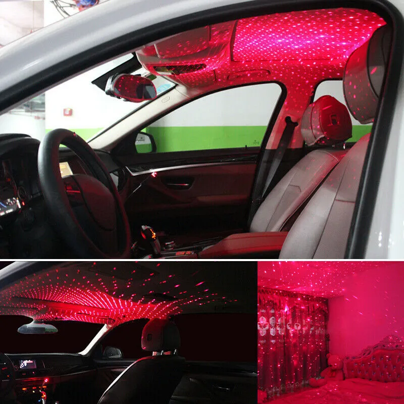 Araba USB Powered LED Gece Lambası Galaxy Yıldızlı Gökyüzü Projeksiyon Lambası Romantik Araba Çatı Aile Yatak Odası Tavan Dekorasyon Tak ve Oyun