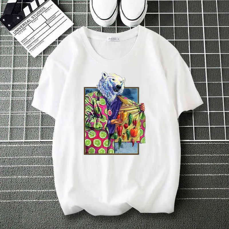 ペッパープッシャーベアアートファッションTシャツTシャツ男性のための女性カジュアルルーズ漫画ヒップホップトップスオスのハラジュクTシャツG1217