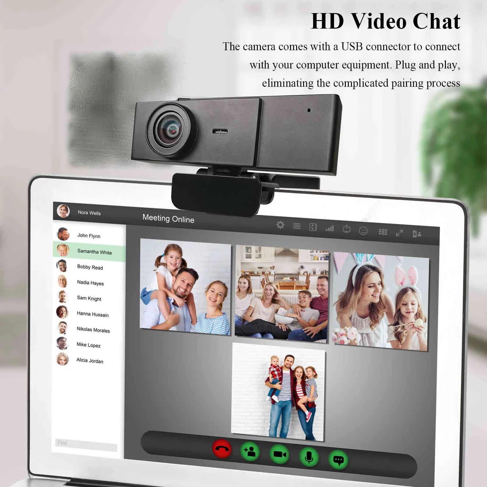 Videw 4K webbkamera 8mp HD-dator med mikrofon Streaming Webkamera Desktop Laptop USB-webbkameror Video Samtalsspel