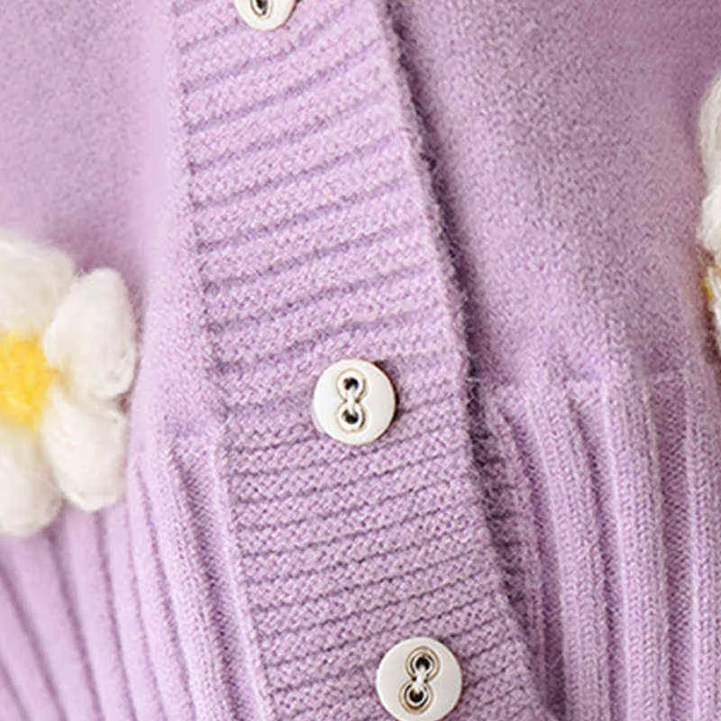 Humor Bär Mädchen Baby Kinder Pullover Herbst Winter Lange-ärmel Strickjacke Strickjacke Kinder Blumen Mantel Outwear Kleidung 1-5Y 211106